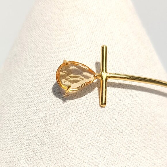 925 Sterling Silver Citrine Bangle Bracelet - Gift for Her - Picture 3 of 6